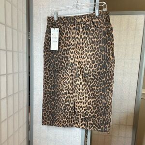 NWT Zara animal print denim skirt